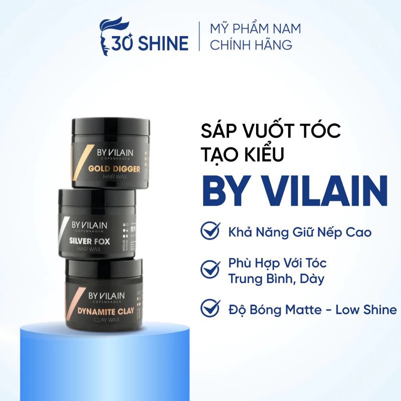 Sáp vuốt tóc By Vilain giữ nếp đỉnh cao mùi hương nam tính 30Shine phân phối chính hãng