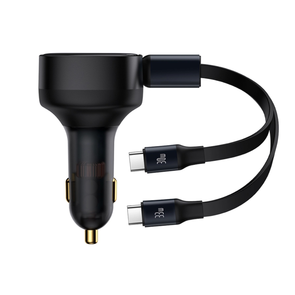 Tẩu sạc ô tô kèm dây Baseus Enjoyment Retractable 2-in-1 Car Charger C+C 33W ( CCTX-CC )