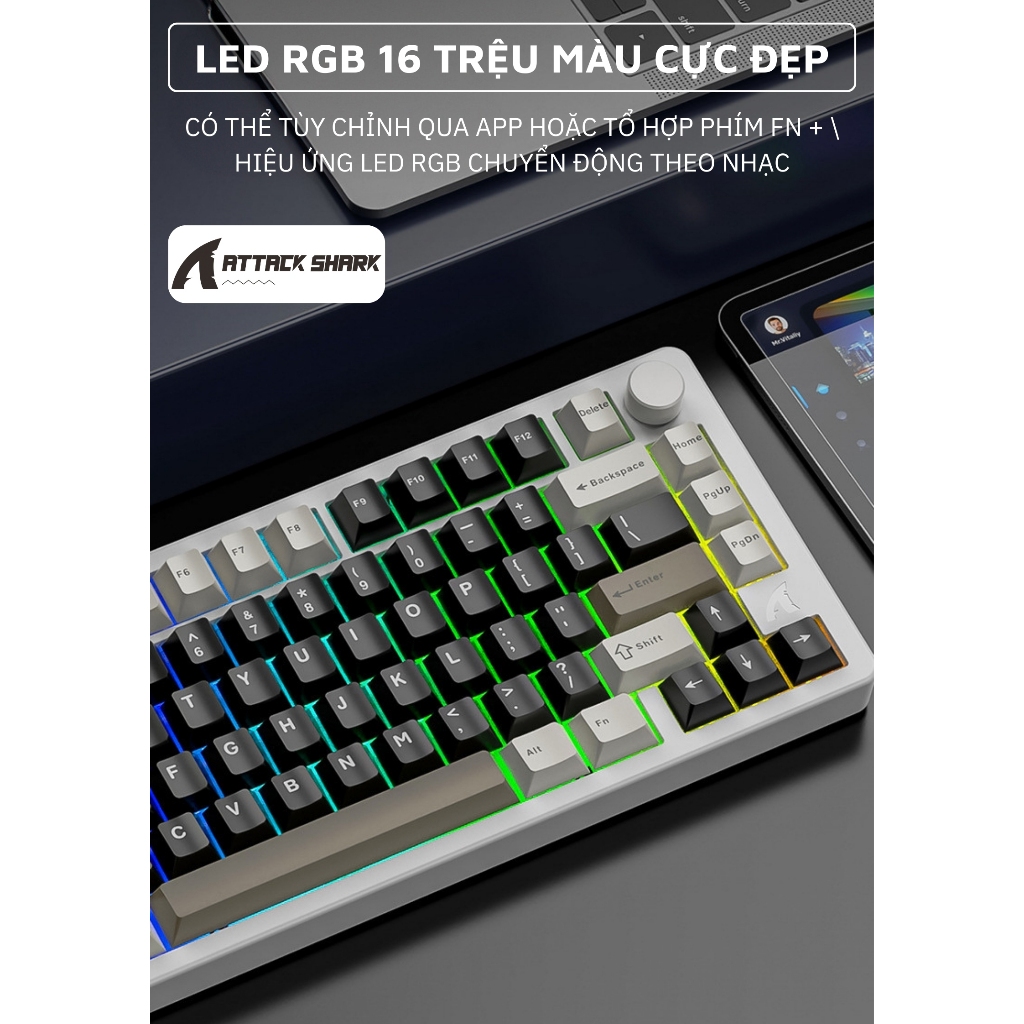 Bàn Phím Cơ Không Dây Attack Shark X86 Thiết Kế Nhôm Cao Cấp, Hotswap 5 pin, Tương Thích Máy Tính ĐT | BigBuy360 - bigbuy360.vn