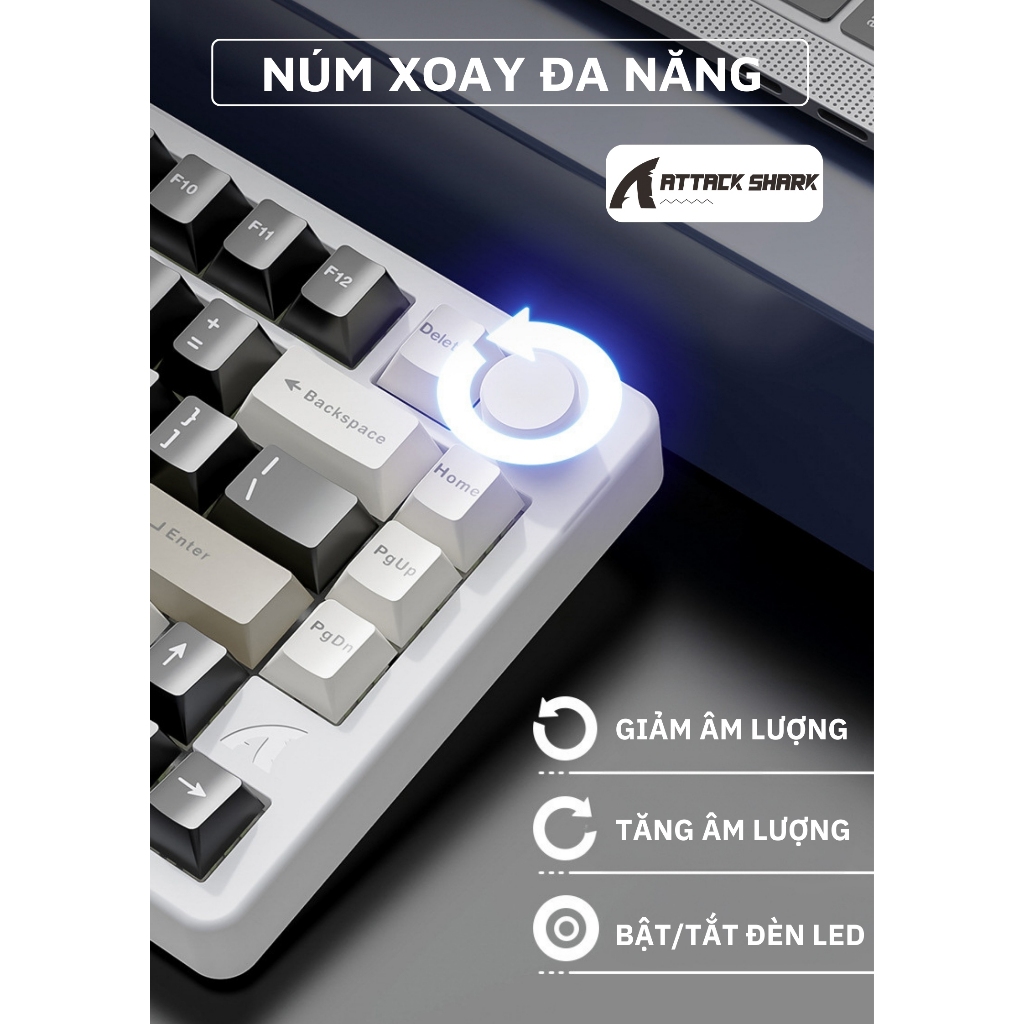 Bàn Phím Cơ Không Dây Attack Shark X86 Thiết Kế Nhôm Cao Cấp, Hotswap 5 pin, Tương Thích Máy Tính ĐT | BigBuy360 - bigbuy360.vn