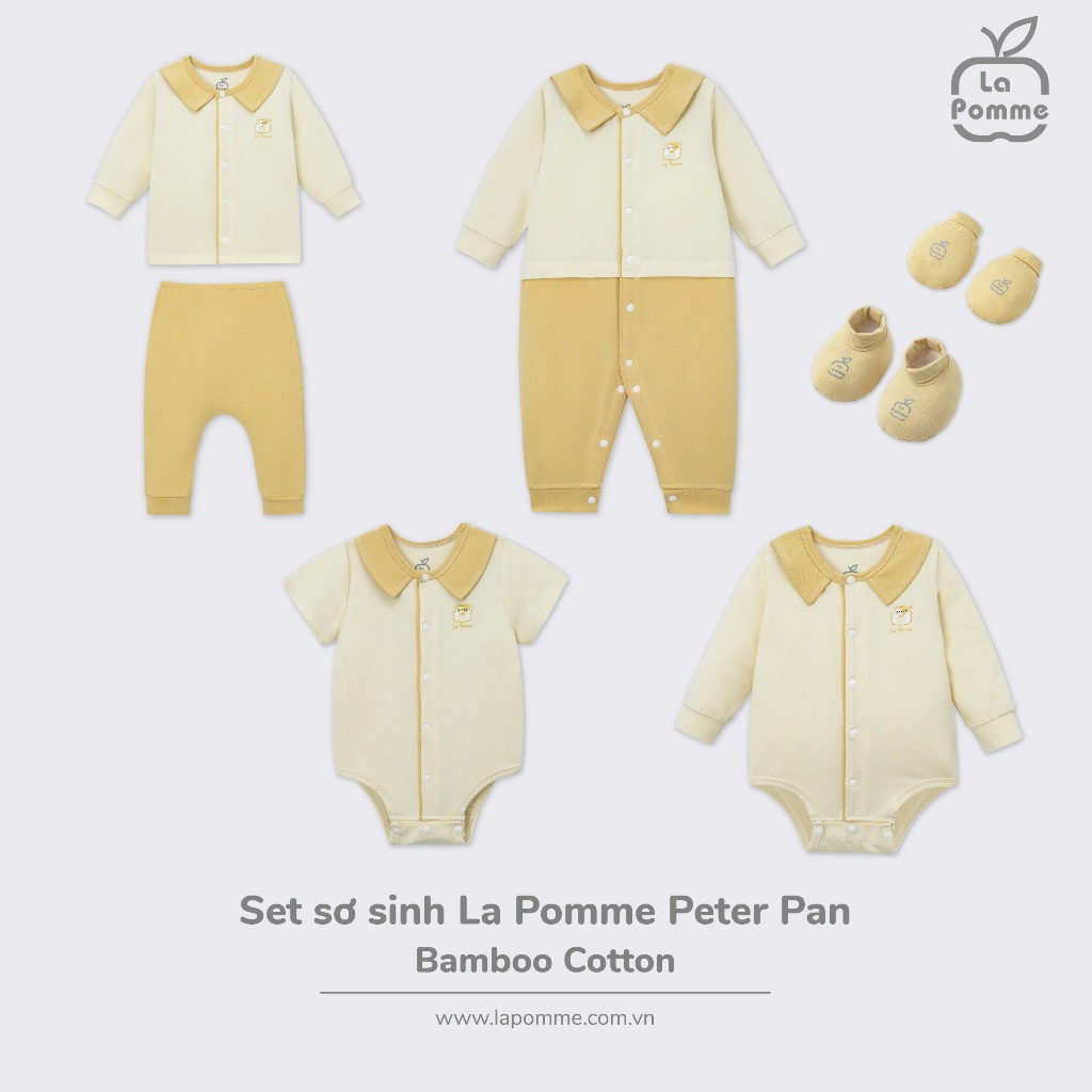 - Set sơ sinh La Pomme Peter Pan pastel - FS NB 0M 3N Vàng - SS24.T10A-ZL- ZL692
