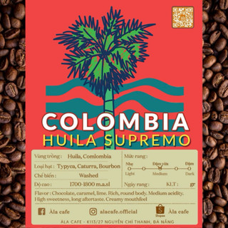 Cà phê Colombia Huila Supremo rang Medium gói 200gram