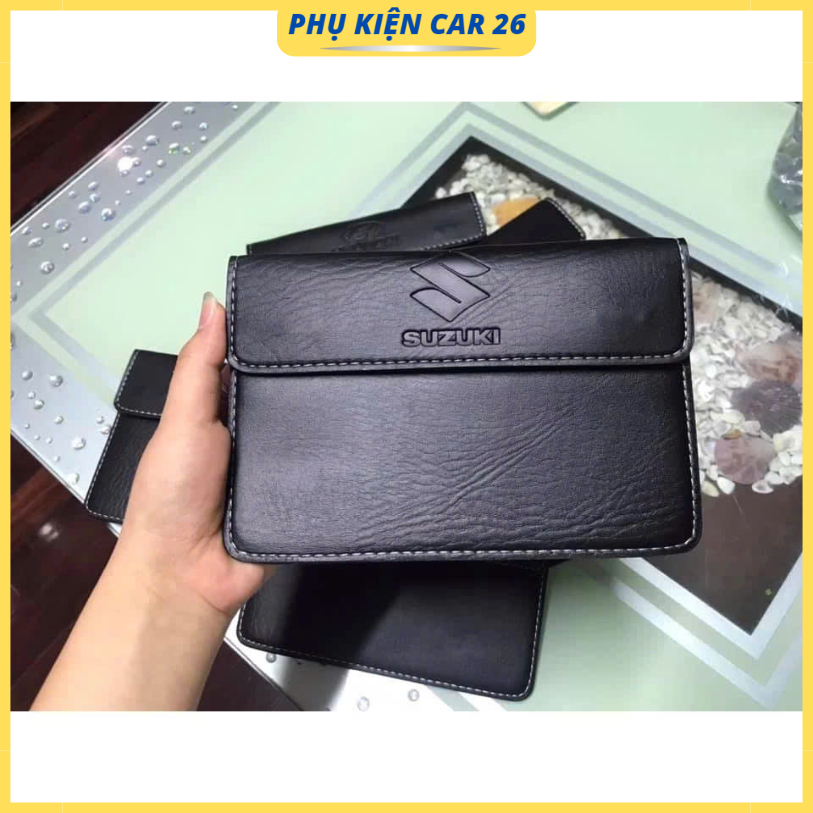Ví/ Bóp đựng giấy tờ da PU size 12x18cm màu ĐEN đựng đăng kiểm, giấy tờ ô tô cao cấp logo các hãng Mazda, Toyota..