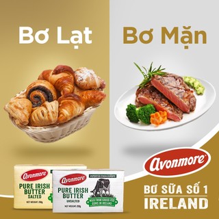 Bơ lạt cao cấp Avonmore nhập khẩu Ireland, bổ sung gấp đôi Omega-3 từ sữa bò nguyên chất - 200g