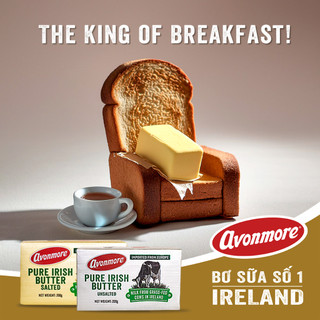 Bơ mặn cao cấp Avonmore nhập khẩu Ireland, bổ sung gấp đôi Omega-3 từ sữa bò nguyên chất - 200g