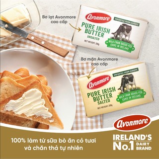 Bơ lạt cao cấp Avonmore nhập khẩu Ireland, bổ sung gấp đôi Omega-3 từ sữa bò nguyên chất - 200g