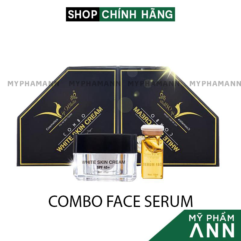 Combo Kem Face Serum Vip White Chính Hãng - Combo Kem Serum Dưỡng Trắng Phục Hồi Da Vip White