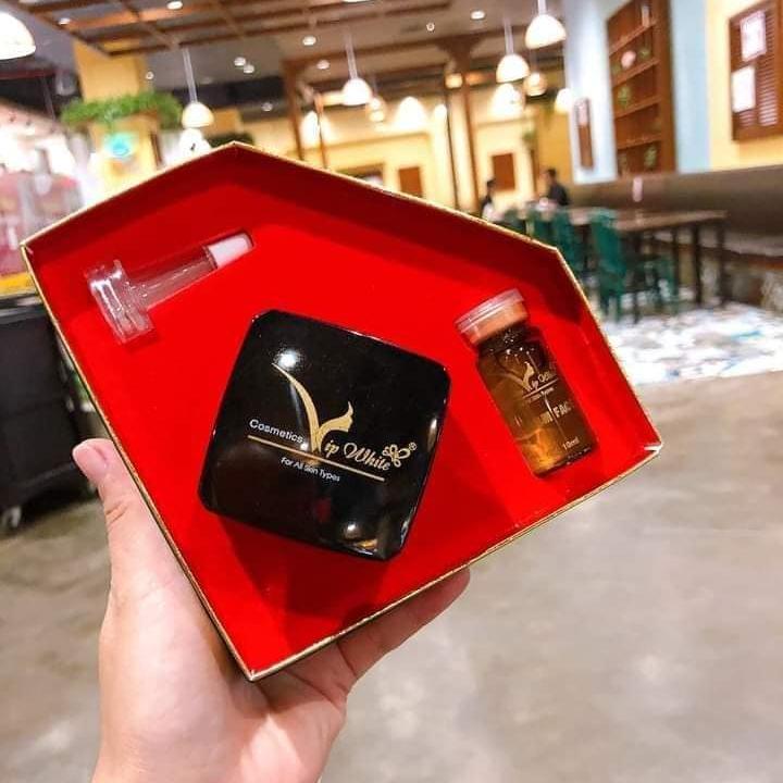 Combo Kem Face Serum Vip White Chính Hãng - Combo Kem Serum Dưỡng Trắng Phục Hồi Da Vip White