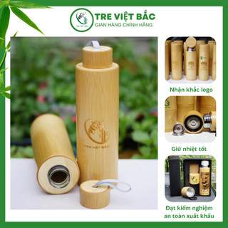 [IN HÌNH THEO YÊU CẦU] Bình Giữ Nhiệt Bằng Tre Nguyên Khối Lõi Inox 304 Cao Cấp, Quà Tặng Thầy Cô Ý Nghĩa Ngày 20/11