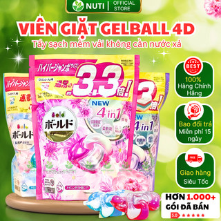 Viên giặt xả gel bold 4d 4in1 gelball nhật bản túi 30,31,32,46 viên sạch quần áo