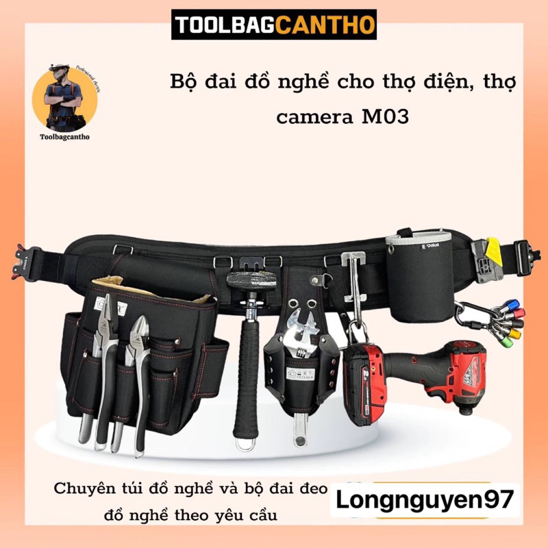 Bộ đai đồ nghề cho thợ điện, thợ camera M03