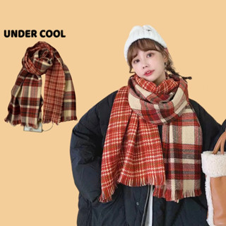  Khăn len UNDERCOOL kẻ đỏ giữ ấm mùa đông chất len dày dài 175cm Phụ kiện tiện lợi cho mùa lạnh KC05 