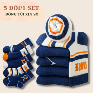  Tất cho bé trai GOLDKIDS Set 5 đôi tất vớ cao cổ trẻ em dày dặn giữ ấm chân mùa thu đông 1 - 14 tuổi 