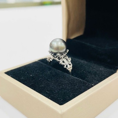 Nhẫn Bạc 925 Đính Ngọc Trai Đen 9ly Sang Trọng - Ngọc Trai Trường Thịnh