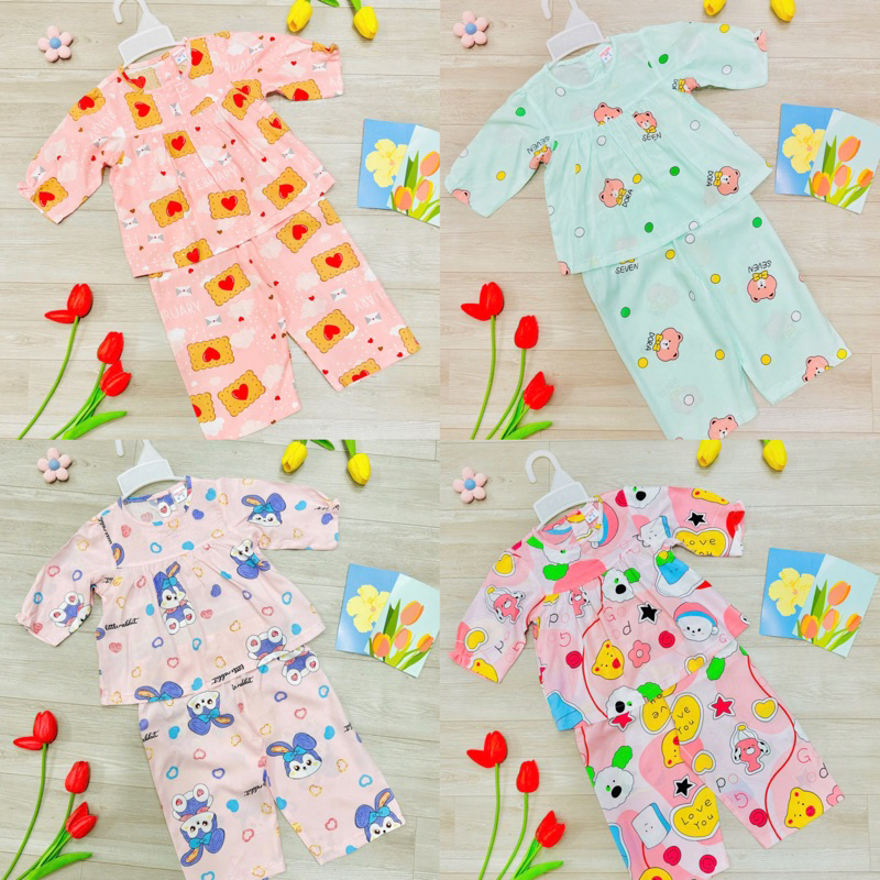 (7-25kg)đồ bộ tole lanh dài tay bé gái nhiều mẫu