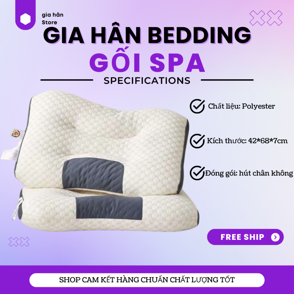 Gối Ngủ,Gối Ngủ Matxa, gối công thái học CHỐNG Đau Mỏi Vai Gáy Mềm Mại Độ Đàn Hồi kích thước 48x74