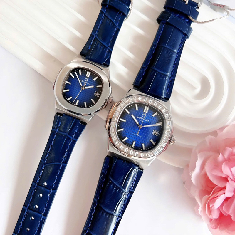 [Chính Hãng 100%] Đồng Hồ Cặp Carnival 8108G (8108) va 8161L (8161) Máy Nữ Pin , Nam Cơ Kính Sapphia