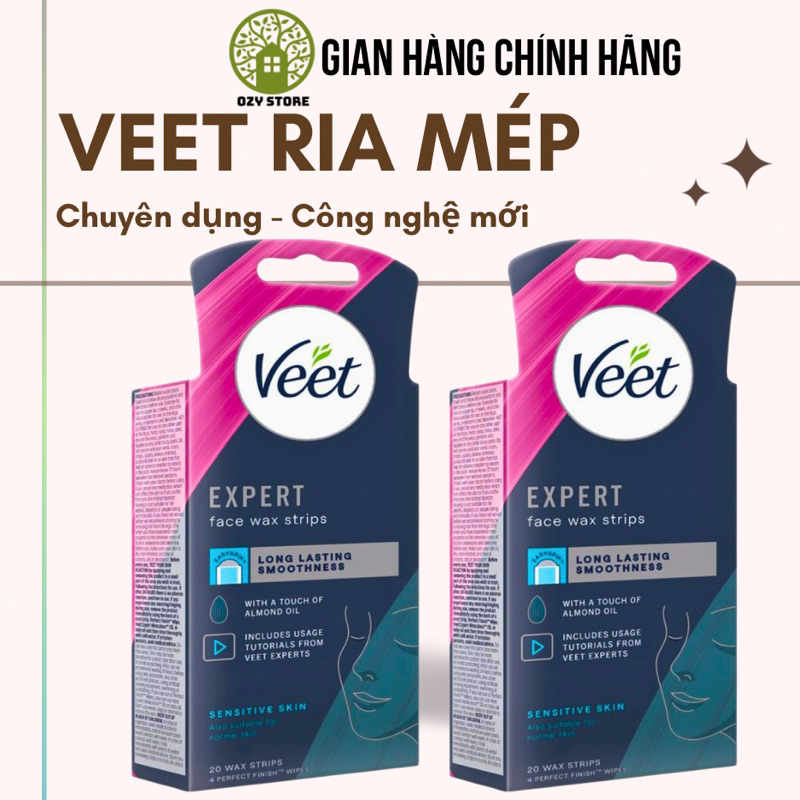 (Hàng Úc - Có Bill) Veet wax strips face - Wax ria mép Veet, Miếng dán tẩy lông mặt VEET