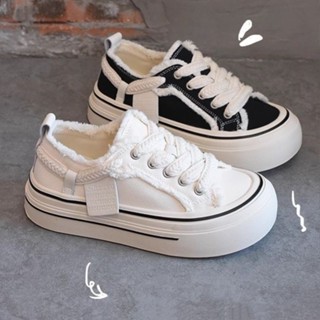 Giày thể thao độn đế nữ 4cm đế bằng tăng chiều cao vải canvas Mã W03 đi được 2 kiểu giày sục đi học đi chơi năng động