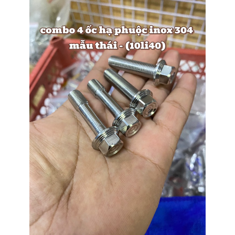 combo 4 ốc ( hạ phuộc inox 304) mẫu  thái salaya  được tiện sẵn ốc 10li4 phân gắn cho nhiều dòng xe 