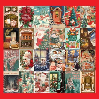   Giấy  A4 In Màu - Set 50 Tờ Poster Giấy Dán Tường - HÌNH GIÁNG SINH VINTAGE - Decor Trang Trí Nhà | MS: 111528 