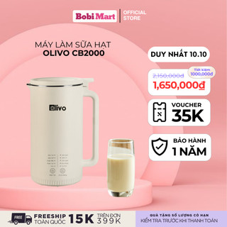 Máy Làm Sữa Hạt Mini OLIVO CB2000 Xay Nấu Đa Năng,DT1000ML, Độ Ồn Thấp,Chống Trào,Dễ Vệ Sinh,BH 24TH