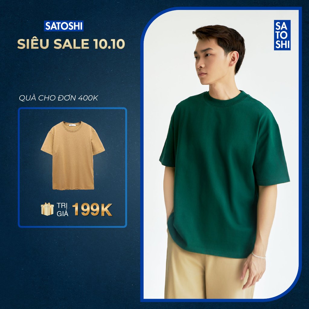 Áo thun nam Satoshi cổ bo zip tay ngắn chất thun 310gsm dày dặn, đứng form nhiều kiểu
