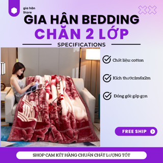 Chăn mền nhung 2 lớp loại dày siêu ấm cotton mền mịn1,6m x2m  bao đẹp cao cấp- NHẬP TẠI XƯỞNG