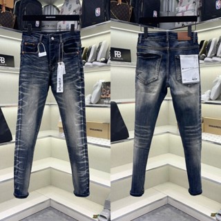 Quần jean bò nam Purple skinny xanh đậm wash bụi trơn dập nhăn 3D kẻ vằn loang mác lụa boy phố QJ611P