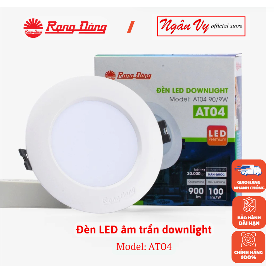 Đèn LED âm trần Downlight - Rạng Đông - Model: AT04: 7W,9W,12W,16W,25W - Ánh sáng trắng 6500K