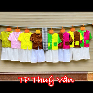 🍄[10-35kg Tặng Khăn Rằn] Bộ Áo Bà Ba Cho bé Trai Bé Gái. Vải Phi Lụa Mềm Mại, Óng Ả. . Bộ Nông Dân Trẻ Em