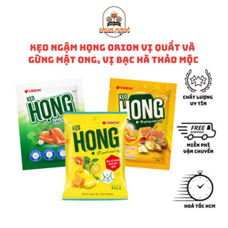 Kẹo ngậm Họng Orion vị Quất và Gừng mật ong, vị Bạc hà thảo mộc