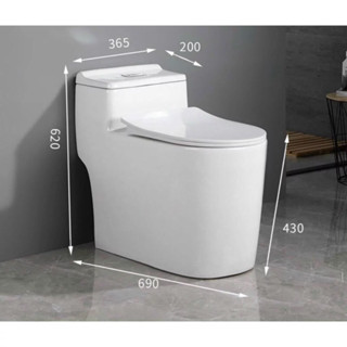 Bồn cầu liền khối men sứ trắng xả xoáy siêu sạch [ Giá Kho]