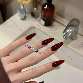 (Tặng hộp nail và keo MxBon) Nail Box Thiết Kế Trơn Thạch Đỏ Rịu Sang Trọng M104 Nhà Mơ Nails