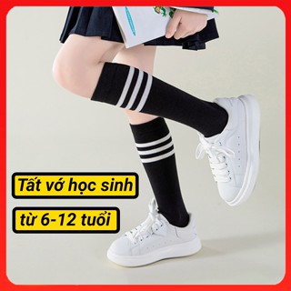  Tất vớ bé gái bé trai Vớ cổ cao trẻ em dài 30cm đến gối. Chất liệu 90% cotton tự nhiên cho bé 6 -12 tuổi BuBi Kid 