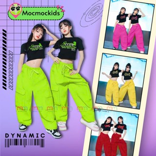 Bộ tập nhảy cho bé gái hiphop 2024 áo croptop quần kaki túi hộp dáng jogger cho bé 4 đến 12 tuổi