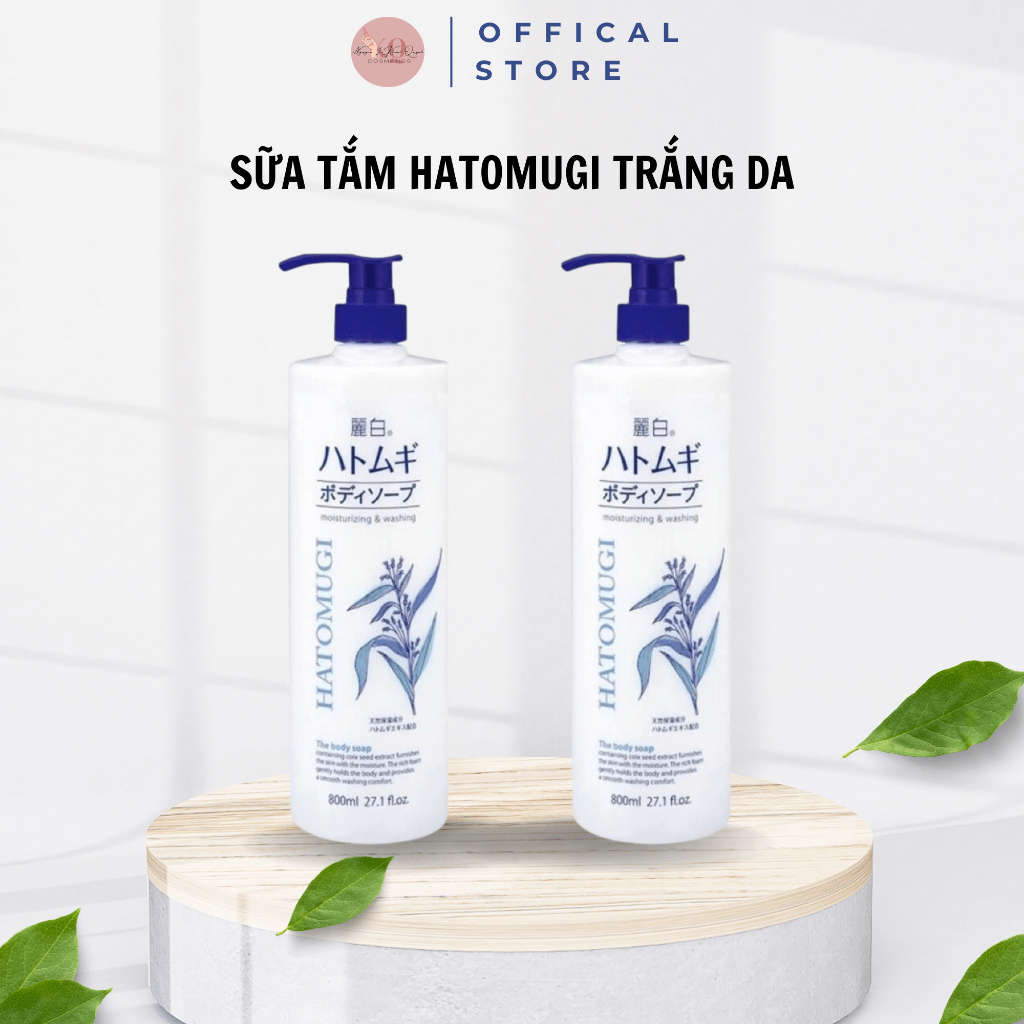 Sữa tắm trắng da ý dĩ Hatomugi 800ml dưỡng ẩm làm mềm da