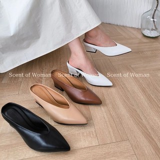 Dép sục mule mũi tim [đen/nâu/nude/trắng]