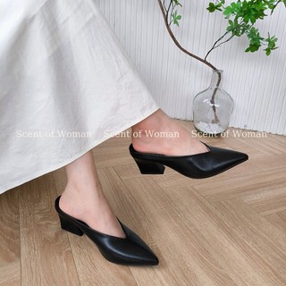 Dép sục mule mũi tim [đen/nâu/nude/trắng]