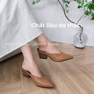 Dép sục mule mũi tim [đen/nâu/nude/trắng]