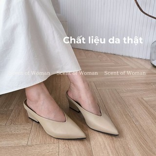 Dép sục mule mũi tim [đen/nâu/nude/trắng]