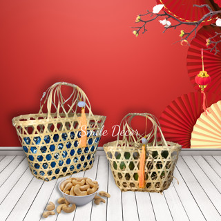 Giỏ quà tặng mây tre đựng trái cây bánh kẹo Smile Decor, làn tre set quà Tết