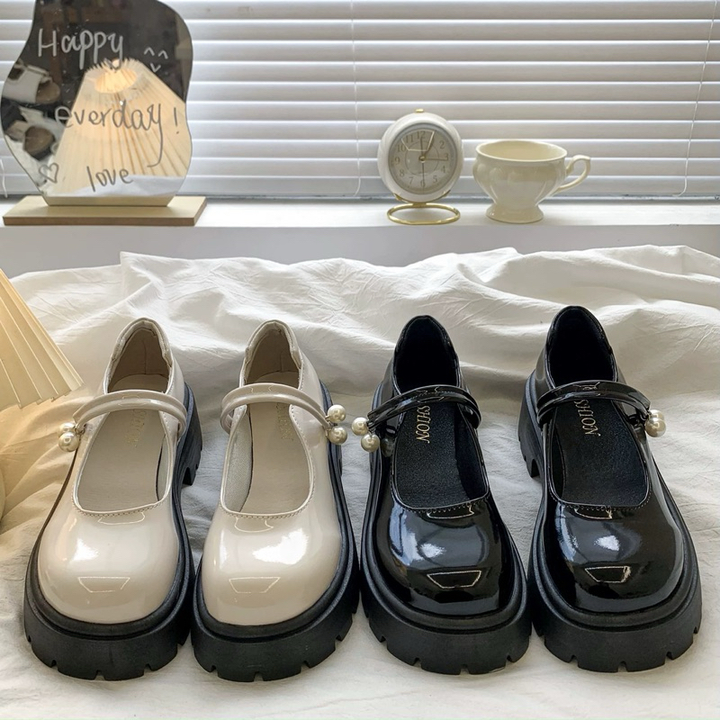 Giày lolita nữ độn đế 4-5cm da bóng V2 cao cấp | BigBuy360 - bigbuy360.vn