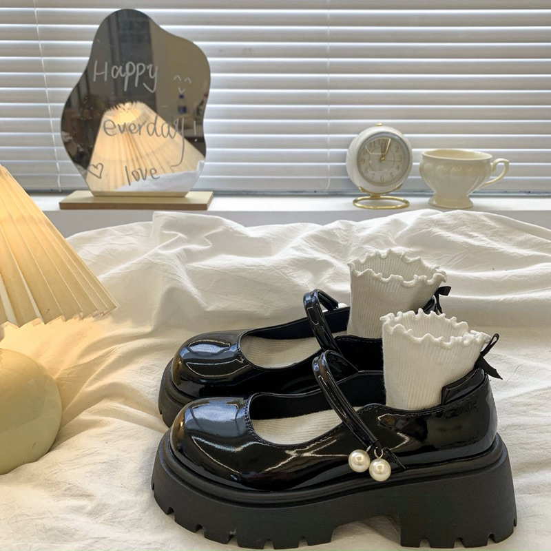 Giày lolita nữ độn đế 4-5cm da bóng V2 cao cấp | BigBuy360 - bigbuy360.vn