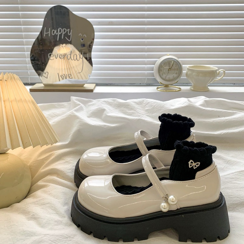 Giày lolita nữ độn đế 4-5cm da bóng V2 cao cấp | BigBuy360 - bigbuy360.vn