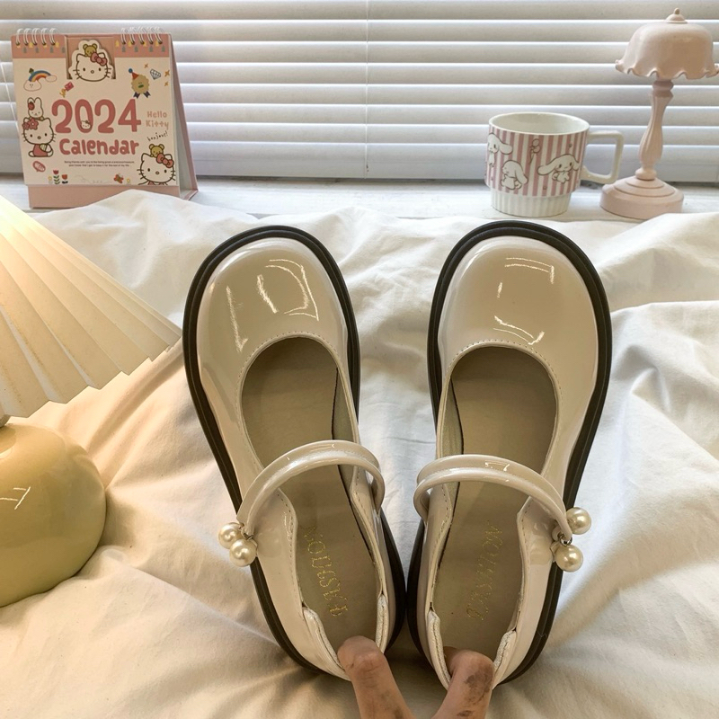 Giày lolita nữ độn đế 4-5cm da bóng V2 cao cấp | BigBuy360 - bigbuy360.vn