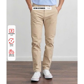 Quần Dài Kaki Nam Form Slim ống suôn Chất Vải Kaki Cotton Co Giãn TRẺ TRUNG năng động ống 16-18