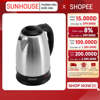 ẤM SIÊU TỐC INOX 1.8 L SUNHOUSE SHD1182 - Hàng chính hãng bảo hành 12 tháng, Đun sôi từ 4 đến 6 phút