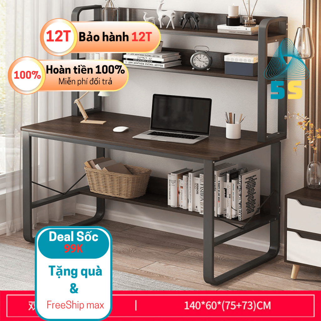 Bàn Học Cho Bé Kèm Kệ – Gỗ MDF Bền Đẹp – Chân Sắt U An Toàn – Thiết Kế Tiện Lợi | BigBuy360 - bigbuy360.vn