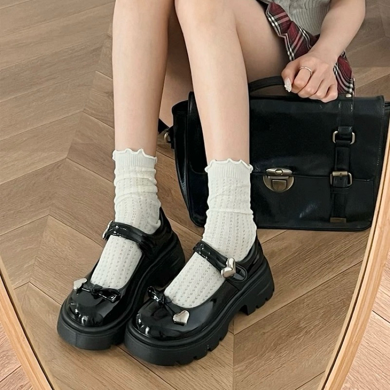 Giày Oxford nữ độn đế 4-5cm da bóng gắn mác TIM siêu hot